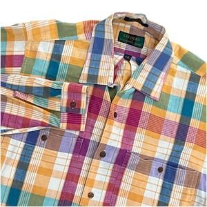 Alexander Julian Colours Men L Vintage  button down‎ shirt Bold Plaid 90s Preppy